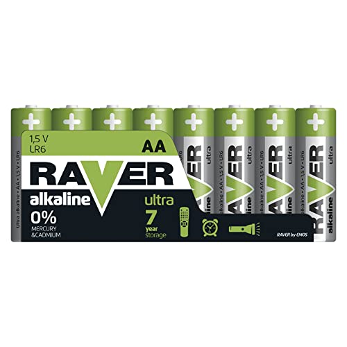 EMOS Raver Ultra Alkaline AA Mignon Batterien 1,5V, LR6, 8 Stück Vorratspack, 7 Jahre lagerfähig von EMOS