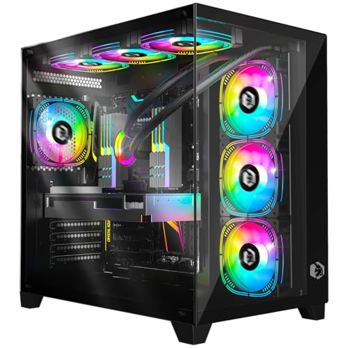 EMPIRE GAMING - (2024 Neu) Gamer PC-Gehäuse CL-242 – ARGB Medium Tower ATX, Micro-ATX und ITX – 7 Lüfter 120 mm 3 Pins 5 V LED RGB Adressierbar – MB Sync – Mid Tower Schwarz von EMPIRE GAMING