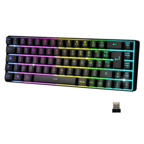 EMPIRE GAMING – 2024 Neu - K508 Kompakte Kabellose Gaming-Tastatur (Französisch) – Bluetooth/2.4G/Typ-C – PS4/PS5/PC/Mac – RGB Hintergrundbeleuchtung – 23 Anti-Ghosting-Tasten – Schwarz von EMPIRE GAMING