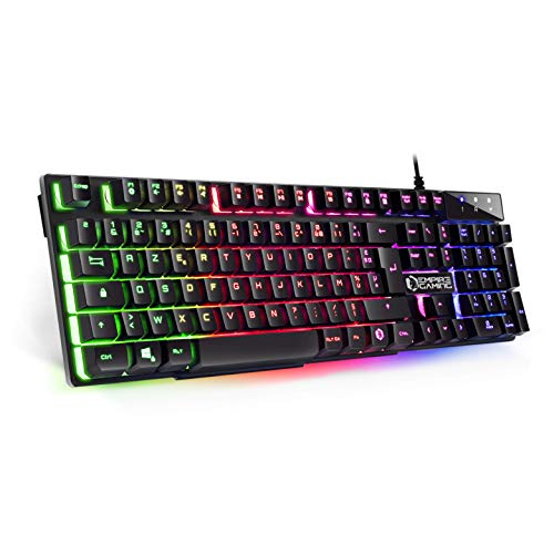 EMPIRE GAMING - Neue Gamer-Tastatur K300 (AZERTY) – 105 halbmechanische Tasten – RGB-LED-Hintergrundbeleuchtung – 19 Anti-Ghosting-Tasten – 12 Multimedia-Shortcuts – USB kabelgebunden von EMPIRE GAMING