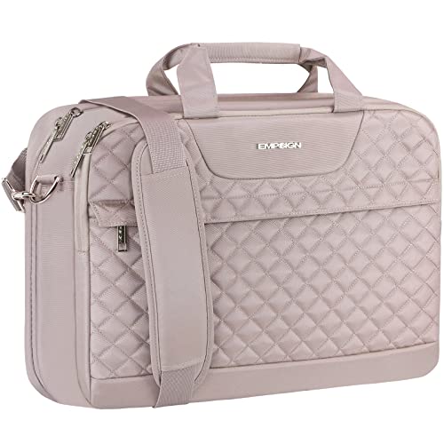 EMPSIGN Laptop Tasche 17 Zoll Laptoptasche Damen, Wasserdicht Erweiterbare Bussiness Aktentasche Notebooktasche Tablet Tasche Schulter Umhängetasche-Rosa von EMPSIGN