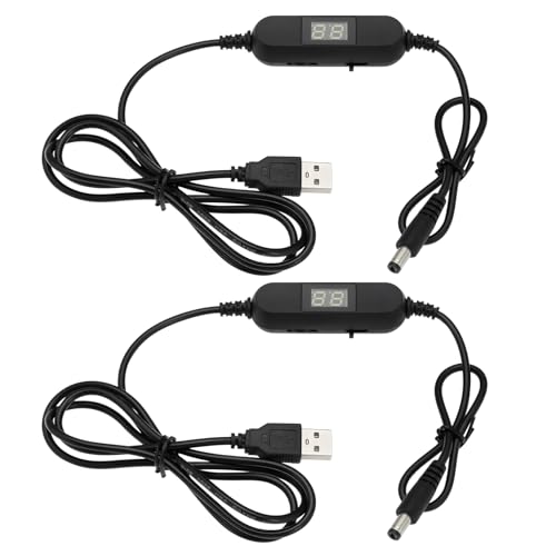 EMSea 2 STÜCKE USB-Kabel mit Einstellbarer Spannung 5 V Bis 1,5 V 3 V 4,5 V 6 V 7,5 V 9 V 12 V 5,5 X 2,1 MM USB-Kabel Stromkabelkonverter mit LED-Anzeige für Spielzeugspiele LED-Lampe von EMSea