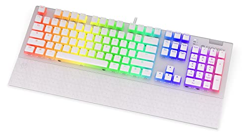 ENDORFY Omnis Pudding Onyx White Blue, mechanische Gaming Tastatur, QWERTY, Kailh Blue RGB, Pudding Onyx White Double Shot PBT | EY5A034 von ENDORFY