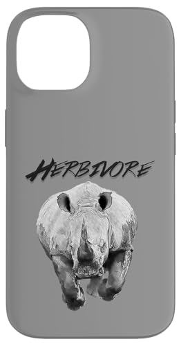 Herbivore Rhino Bleistift Skizze Kunst Vegan inspiriertes Design Hülle für iPhone 14 von ENDU Designs - Vegan Inspired Apparel