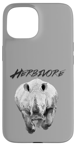 Herbivore Rhino Bleistift Skizze Kunst Vegan inspiriertes Design Hülle für iPhone 15 von ENDU Designs - Vegan Inspired Apparel