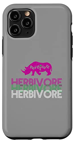 Pink Rhino Herbivore Green Heart Vegan Nashorn inspiriert Hülle für iPhone 11 Pro von ENDU Designs - Vegan Inspired Apparel