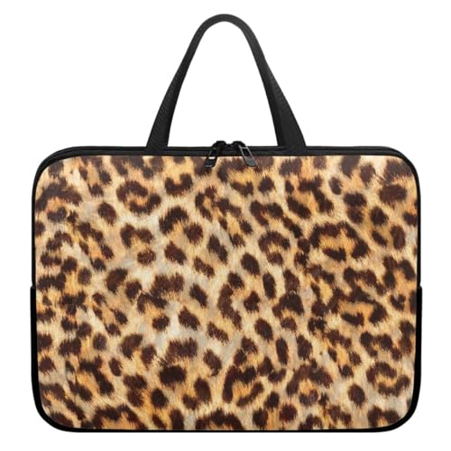 ENEN Laptoptasche 15 Zoll 3D Leopard Laptop Taschen, Laptop Tasche Business Büro Arbeit Computertasche, Schlanke Notebook Tasche für Herren Frauen (17’’,Gelb) von ENEN