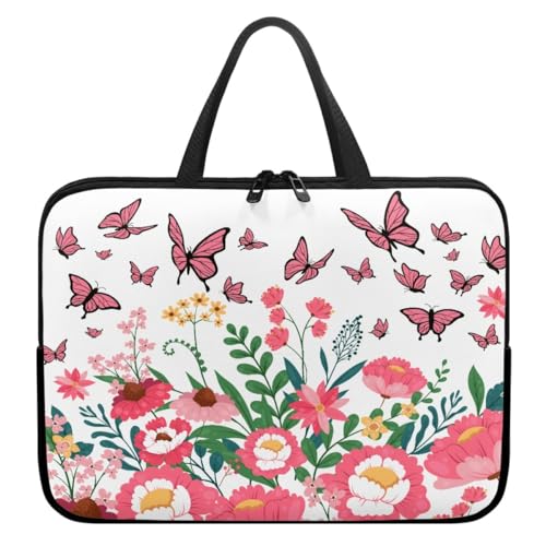 ENEN Laptoptasche 15 Zoll 3D Schmetterling Laptop Taschen, Laptop Tasche Business Büro Arbeit Computertasche, Schlanke Notebook Tasche für Herren Frauen (Rosa,15’’) von ENEN