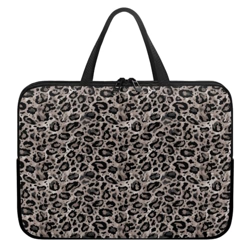 ENEN Leoparden-Muster Laptoptasche Wasserdicht Laptop Taschen, Laptop Tasche Business Büro Arbeit Computertasche, Schlanke Notebook Tasche für Herren Frauen (10’’,Grau Cafe) von ENEN