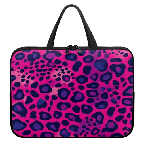 ENEN Leoparden-Muster Laptoptasche Wasserdicht Laptop Taschen, Laptop Tasche Business Büro Arbeit Computertasche, Schlanke Notebook Tasche für Herren Frauen (13’’,Rosa Violett) von ENEN