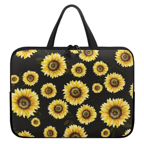 ENEN Wasserdicht Laptoptasche 3D Blume Laptop Taschen, Laptop Tasche Business Büro Arbeit Computertasche, Schlanke Notebook Tasche für Herren Frauen (15’’,Sonnenblume 2) von ENEN