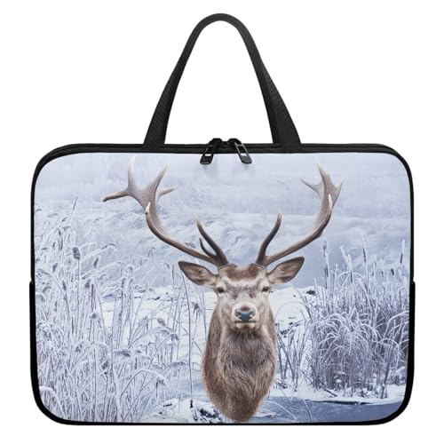 ENEN Wasserdicht Laptoptasche 3D Hirsch Laptop Taschen, Laptop Tasche Business Büro Arbeit Computertasche, Schlanke Notebook Tasche für Herren Frauen (12’’,Hirsch 3) von ENEN