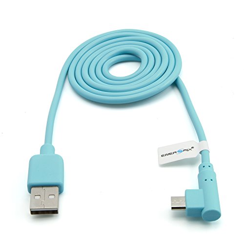 Energmix 1m Micro USB Kabel 90 Grad gewinkelt (Winkelstecker) Blau von ENERGMiX