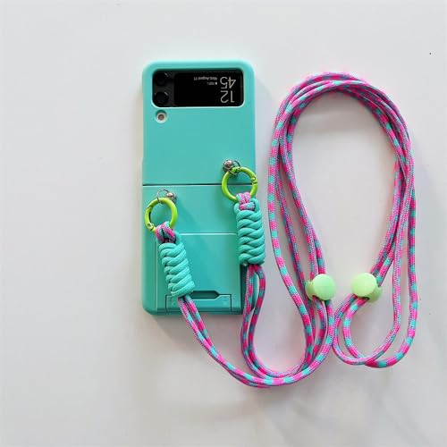 Mode Crossbody Lanyard Handyhülle für Samsung Galaxy Z Flip 4 3 5 Flip5 Halter Hülle für Samsung Z Flip 5 3 4 Kette Rückseite, grün, für Samsung Z Flip 5 von ENILSA