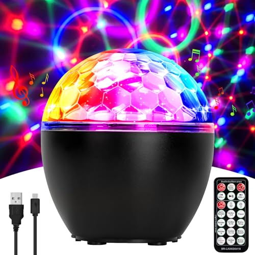 ENONEO LED Discokugel 16 Farben 360° Musik Activated Discokugel LED Disco Party Licht Musikgesteuert DJ Party Ball Lichter Kinder Party Lampe Sprachsteuerte Discolicht Partylicht mit Fernbedienung[A+] von ENONEO