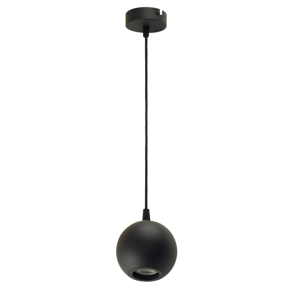 LED-Pendelleuchte GLOBE, in Schwarz, aus Alu und Stahl, 1-flammig, GU10-Fassung, IP20, Ø10cm von ENOVALITE