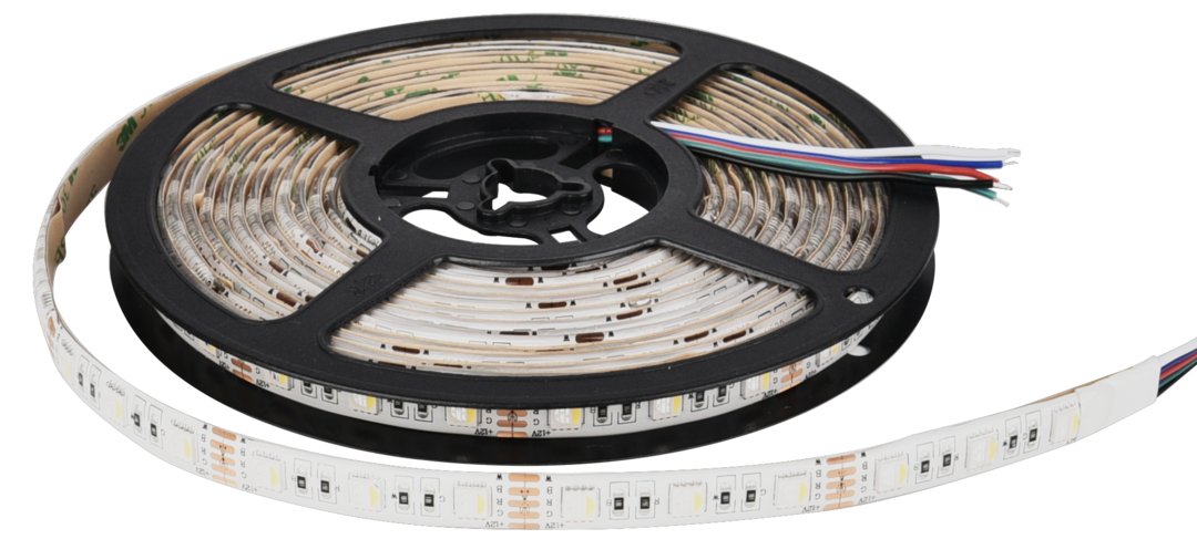 LED-Streifen, RGB und neutralweißes Licht, 5 Meter Länge, IP54, 60LED/m, 12 V, 10 mm von ENOVALITE