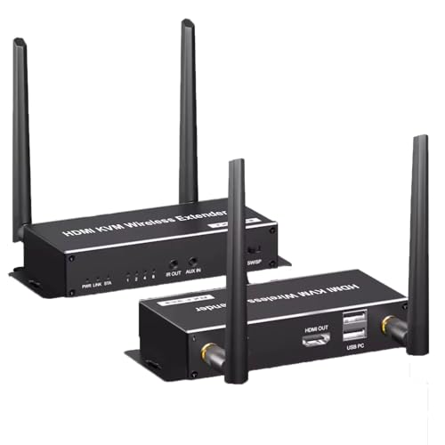 ENS 4K Wireless HDMI Extender Kit, Sender und Empfänger, USB-Verlängerung mit KVM-Unterstützung, 4K-Signal bis zu 182,9 m, für Kamera, Projektor, Laptop, CCTV-Monitor von ENS