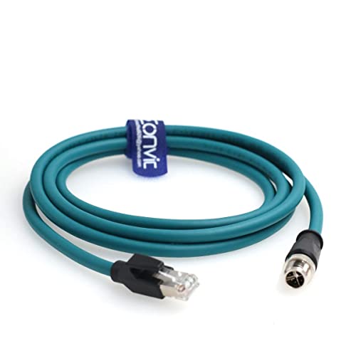 Eonvic Cognex Ethernet-Kabel für Industriekamera, Ethernet, M12, X-Typ, 8-poliger Stecker auf RJ45, Cat-7e, High-Flex-Kabel, 2 m, Blau von EONVIC