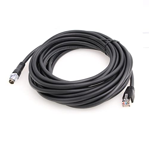 Eonvic Ethernet-Kabel, abgeschirmt, M12, X-Typ, 8 Positionen auf RJ45, wasserdicht, Industrienetz, High-Flex-Kabel für Cognex, 15 m, Schwarz von EONVIC