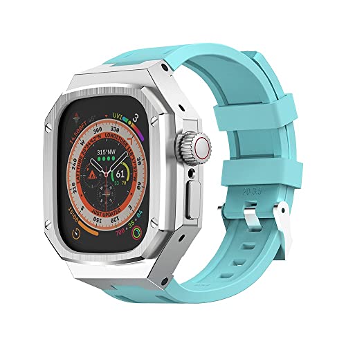 EPANO Luxuriöses Metall-Uhrengehäuse, 49 mm, Modifikationsset, für Apple Watch Ultra 49 mm, Edelstahl-Gehäuse, für iWatch 49 mm Mod-Silikonarmband (O) von EPANO