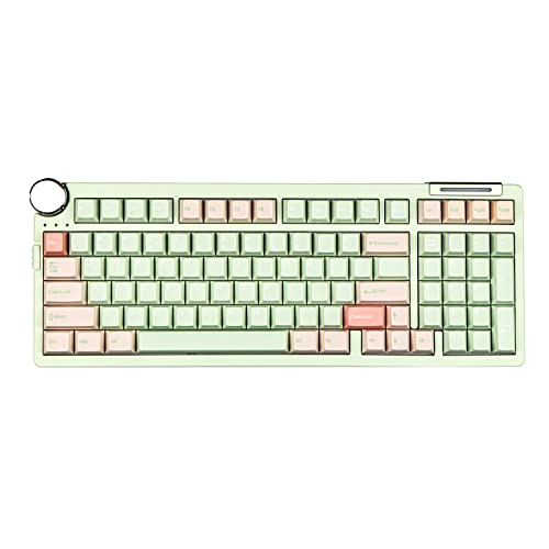 EPOMAKER CIDOO ABM098 1800 Kompakte VIA Gasket Mount Hot Swappable Triple Mode Mechanische Gaming Tastatur, mit Poronschaum, nach Süden Gerichteten LEDs und einem Metalldrehknopf für Mac/Win (Grün) von EPOMAKER