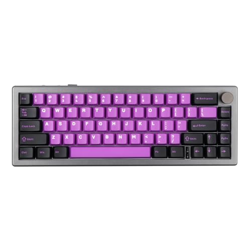 EPOMAKER EK68 65% Gasket NKRO Mechanische Tastatur, Hot Swappable Triple Mode Gaming-Tastatur mit 3000mAh Akku, RGB-Hintergrundbeleuchtung für Büro/Home/Win/Mac(Black Purple, Wisteria Linear Switch) von EPOMAKER