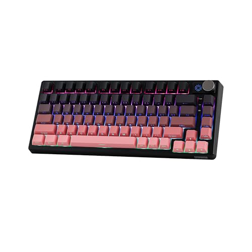 EPOMAKER HE75 Mechanische Tastatur mit austauschbarem Knopfmodul, kabellose Gaming-Tastatur mit 4000 mAh Akku, Hot-Swap-fähige Tastatur mit RGB-Hintergrundbeleuchtung (Schwarz Rosa) von EPOMAKER