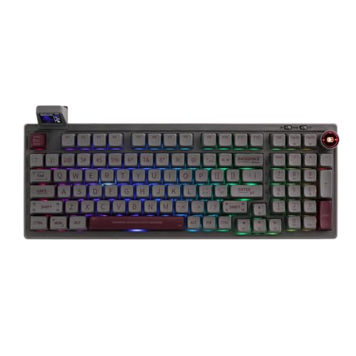 EPOMAKER RT100 Mechanische Tastatur Gasket mit anpassbarem Display, Bluetooth/2.4G/USB, Drehregler, Hot Swap, 5000mAh Akku, RGB für Win/Mac/Gaming (Black (US QWERTY), Wisteria Tactile Switch) von EPOMAKER