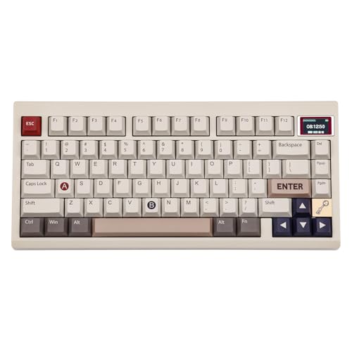 EPOMAKER TH80 PRO V2 Mechanische Tastatur mit RGB-Bildschirm. Gasket Gaming-Tastatur Bluetooth/2,4 GHz/USB-C mit VIA Programming, nach Süden gerichteter LED für Mac/Win (White, Mulan Switch) von EPOMAKER