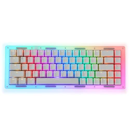 EPOMAKER TK68 65% Dichtung Acryl Hot Swappable 2.4Ghz/Bluetooth 5.0/USB-C Wired Wireless Gaming Keyboard mit RGB-Hintergrundbeleuchtung, Translucent Pudding Tastenkappen für Büro/Home/Win/Mac von EPOMAKER