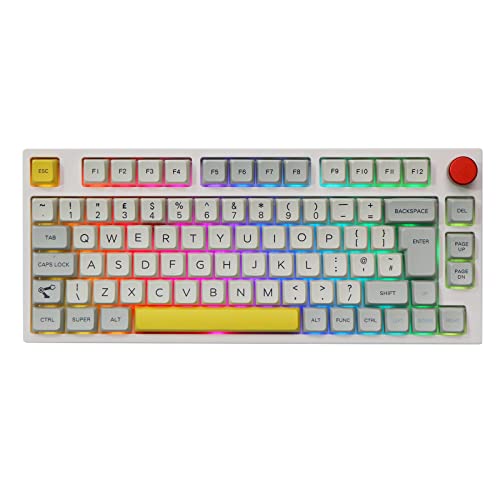 EPOMAKER TH80 PRO ISO(UK) Hot Swap RGB 2.4Ghz/Bluetooth Mechanische Tastatur mit PBT Tastenkappen, Knopfsteuerung für PC/Mac/PS4/PS5/Xbox (Theory, Gateron Pro Yellow) von EPOMAKER