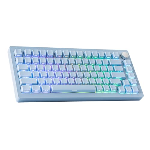 EPOMAKER Tide75 QMK/VIA Aluminium Mechanische Tastatur kabellose, 75% Hot-Swap-fähig RGB Tastatur Bluetooth mit FR4-Platte und Metall für PC/Mac (Blau) von EPOMAKER