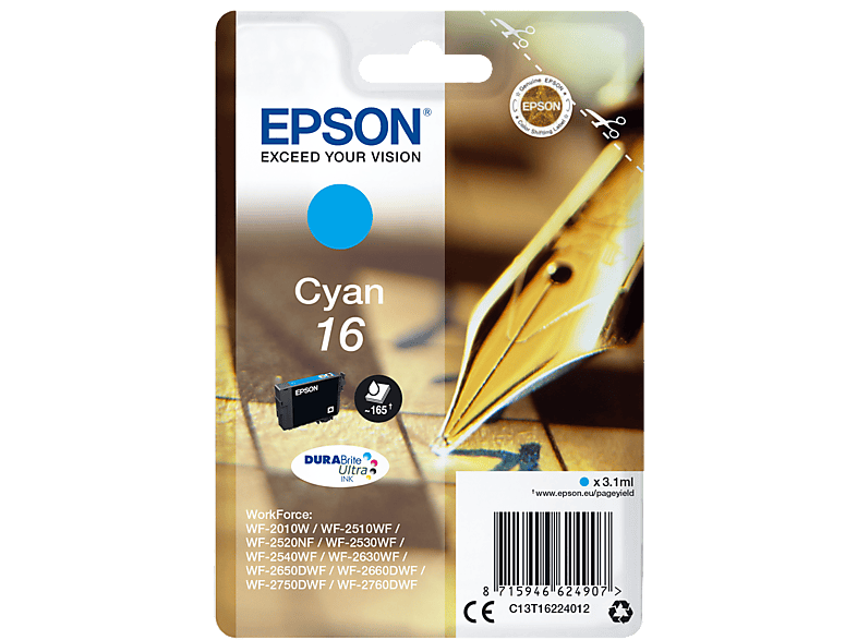 EPSON Original Tintenpatrone Cyan (C13T16224012) von EPSON