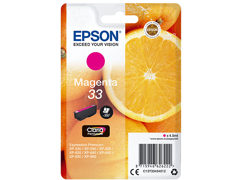 EPSON Original Tintenpatrone Magenta (C13T33434012) von EPSON