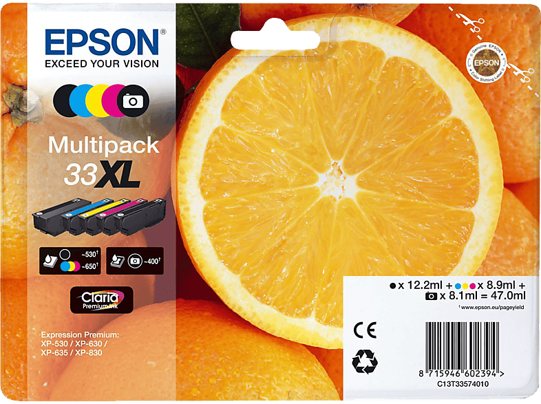 EPSON Original Tintenpatrone Mehrfarbig (C13T33574011) von EPSON