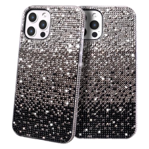 ERDARARIPRO Bling Hülle für iPhone X/XS/10, Luxuriöser Glitzer Funkelnder Diamant Dreifarbiger Farbverlauf TPU Anti-Fall Schutzhülle für Frauen und Mädchen Farbverlauf Schwarz von ERDARARIPRO