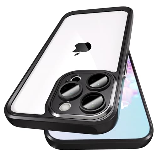 ERDARARIPRO Hülle mit Objektivschutz für iPhone 14 Pro Max Stoßfest Rutschfest TPU Bumper Transluzent Matte PC Rückseite Anti-Fingerabdruck Case Cover 6.7 Zoll Schwarz von ERDARARIPRO