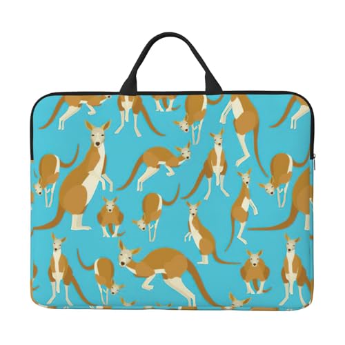 Laptophülle mit lustigem Cartoon-Känguru-Zoo-Druck, Laptop-Tasche mit Griff, Reise-Computertasche, 35,6 cm (14 Zoll) modische Laptoptasche von ERSDWRE