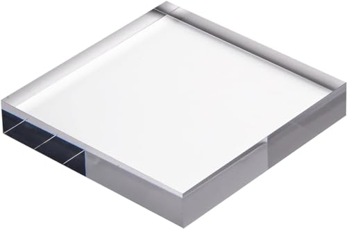 Klare Acryl solide Cube Display Block,. Quadratischer Display-Block, klarer Würfel, solider Sockelständer, Vitrine, Display-Halter, Display-Basis for Zuhause, Geschäft, Galerie, Büro(150 x 150 x 25mm) von ERVDKXCOI