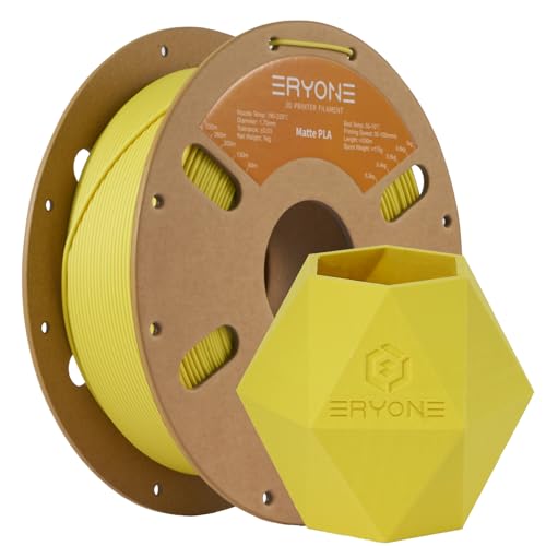 ERYONE 3D Drucker Matte Filament PLA 1 kg 1 Spool, 1.75mm +/-0.03mm, Matte Gelb von ERYONE