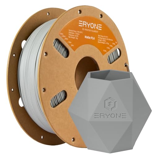 ERYONE 3D Drucker Matte Filament PLA 1 kg 1 Spool, 1.75mm +/-0.03mm, Matte Grau von ERYONE