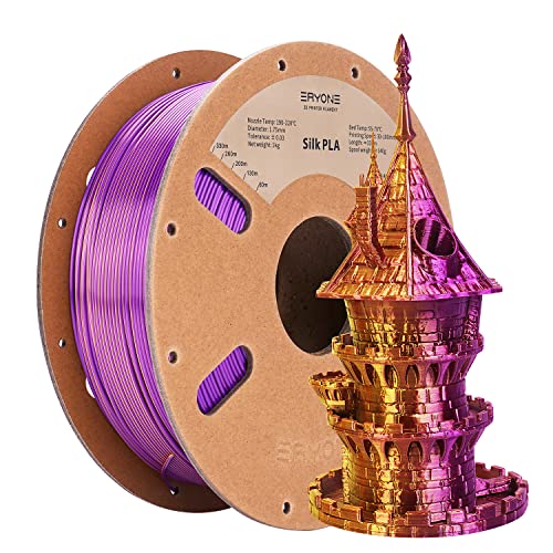 ERYONE Dual Zweifarbig PLA Filament 1.75mm, 3D Drucker Filament 1kg Spule +/- 0,03 mm, Gold und lila Seide von ERYONE
