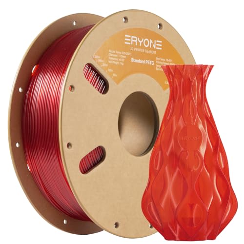 ERYONE PETG Filament 1,75 mm, 3D Drucker Filament PETG, 0,03 mm, 1 kg/Spule, Transparent rot von ERYONE