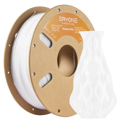 ERYONE PETG Filament 1,75 mm, 3D Drucker Filament PETG, 0,03 mm, 1 kg/Spule, Weiß von ERYONE