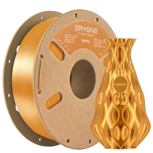 ERYONE Silk PLA Filament 1.75 mm, 3D-Drucker Filament PLA, 0,03 mm, 1 kg/Spule, Seide Golden von ERYONE