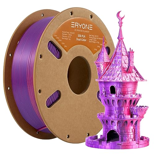 ERYONE Dual Seiden PLA Filament 1.75mm,Co-Extrucsion PLA Seiden Filament für 3D Drucker +/- 0,03 mm,Bicolor-Seide Zwei-Eins PLA Filament1 kg/Spule,Orange Red & Purple ERYONE Dual Seiden PLA Filament 1.75mm,Co-Extrucsion PLA Seiden Filament für 3D Drucker +/- 0,03 mm,Bicolor-Seide Zwei-Eins PLA Filament1 kg/Spule,Orange Red & Purple von ERYONE