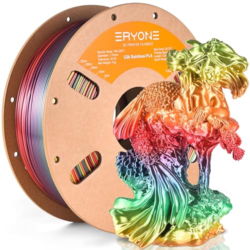 ERYONE Silk Rainobw PLA Filament PLA 1.75mm, 3D-Drucker Silk PLA Filament, 0,03 mm, 1kg /Spule, Palette Rainbow von ERYONE