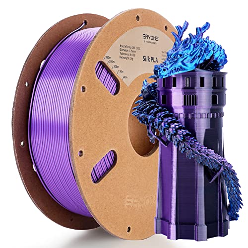 ERYONE Tri Color Silk PLA Filament 1.75mm, 3D Printer Filament PLA +/-0.03mm 1KG/ Spool, Seide Blau Lila Schwarz von ERYONE