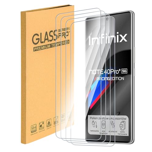 ESACMOT [4 Pack] Displayschutzfolie angepasst für Infinix Note 40 Pro+ 5G Racing Panzerglasfolie, bruchsicher & hüllenfreundlich, 9H Härte HD Schutzfolie (6,8 Zoll) von ESACMOT